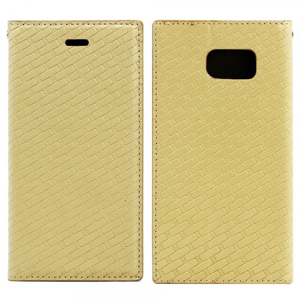 Wholesale Samsung Galaxy S6 Edge Plus Slim Check Magnetic Flip Leather Wallet Case (Gold)